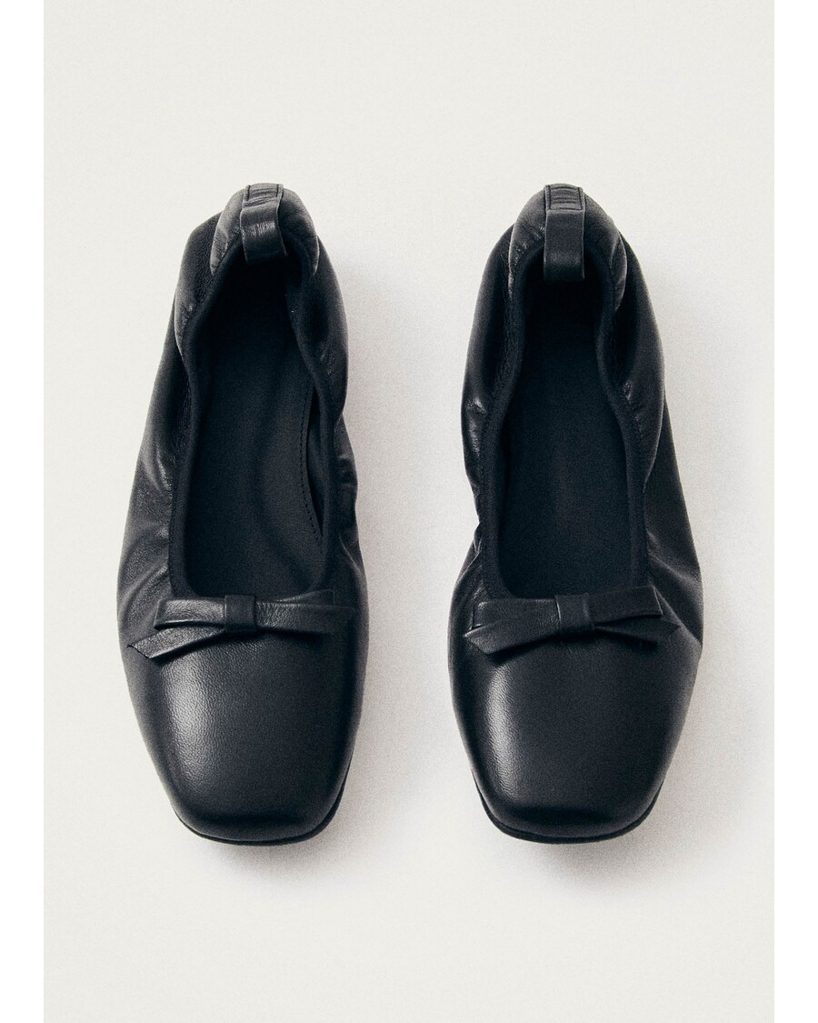 Alohas Freya Black Leather Ballet Flats