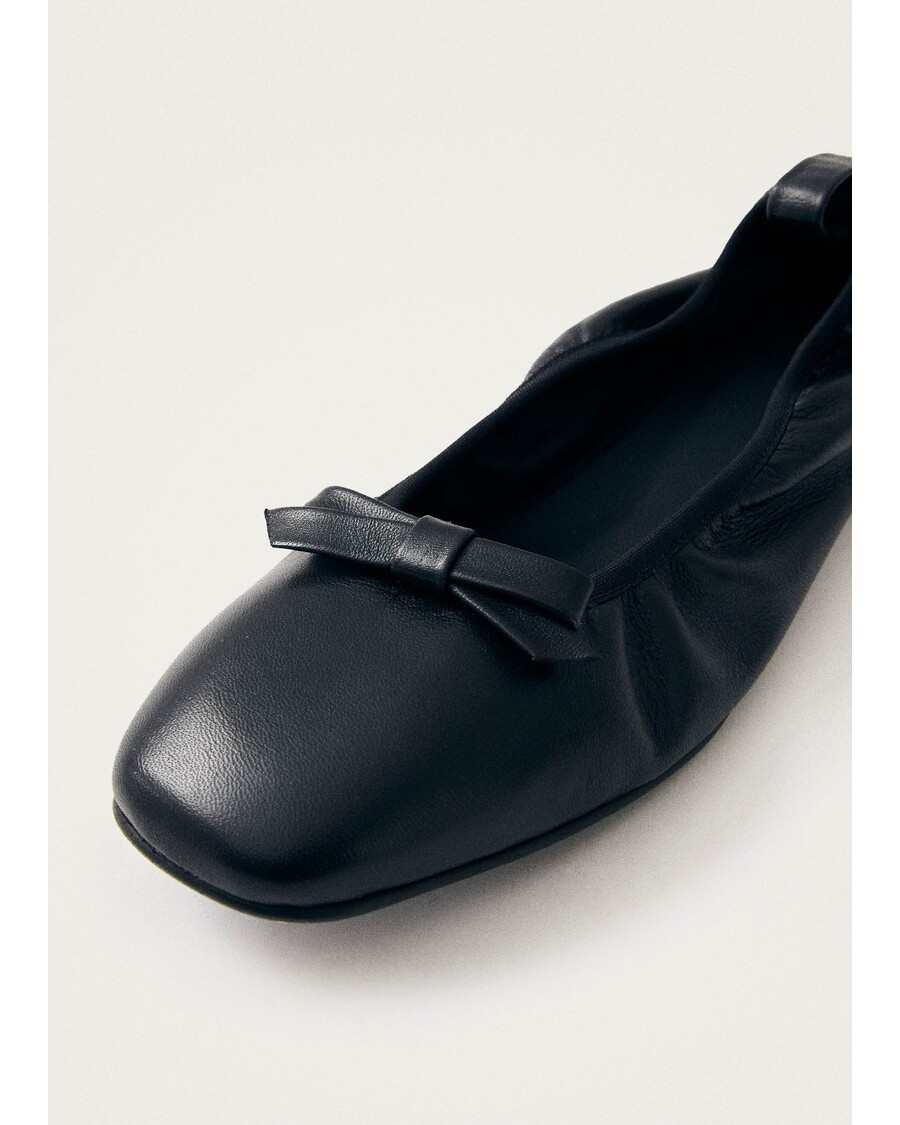 Alohas Freya Black Leather Ballet Flats