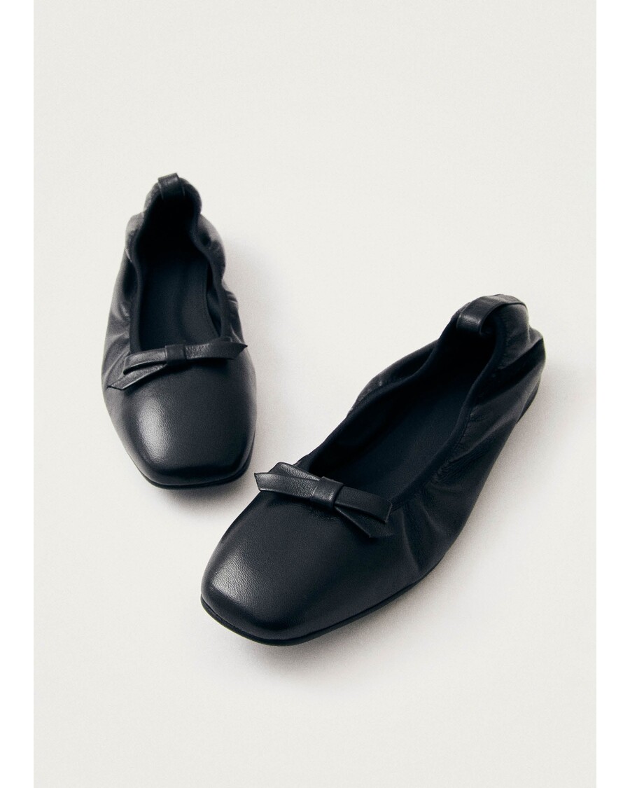 Alohas Freya Black Leather Ballet Flats