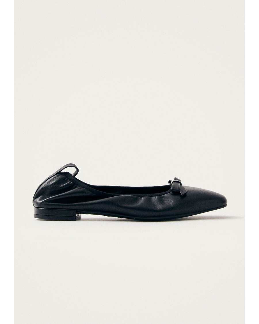 Alohas Freya Black Leather Ballet Flats