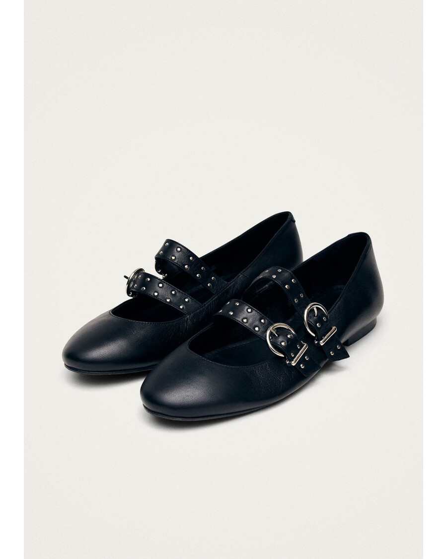 Alohas Thekla Black Leather Ballet Flats