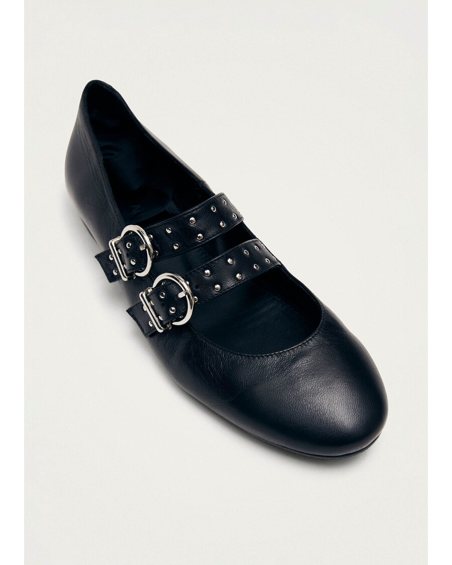 Alohas Thekla Black Leather Ballet Flats