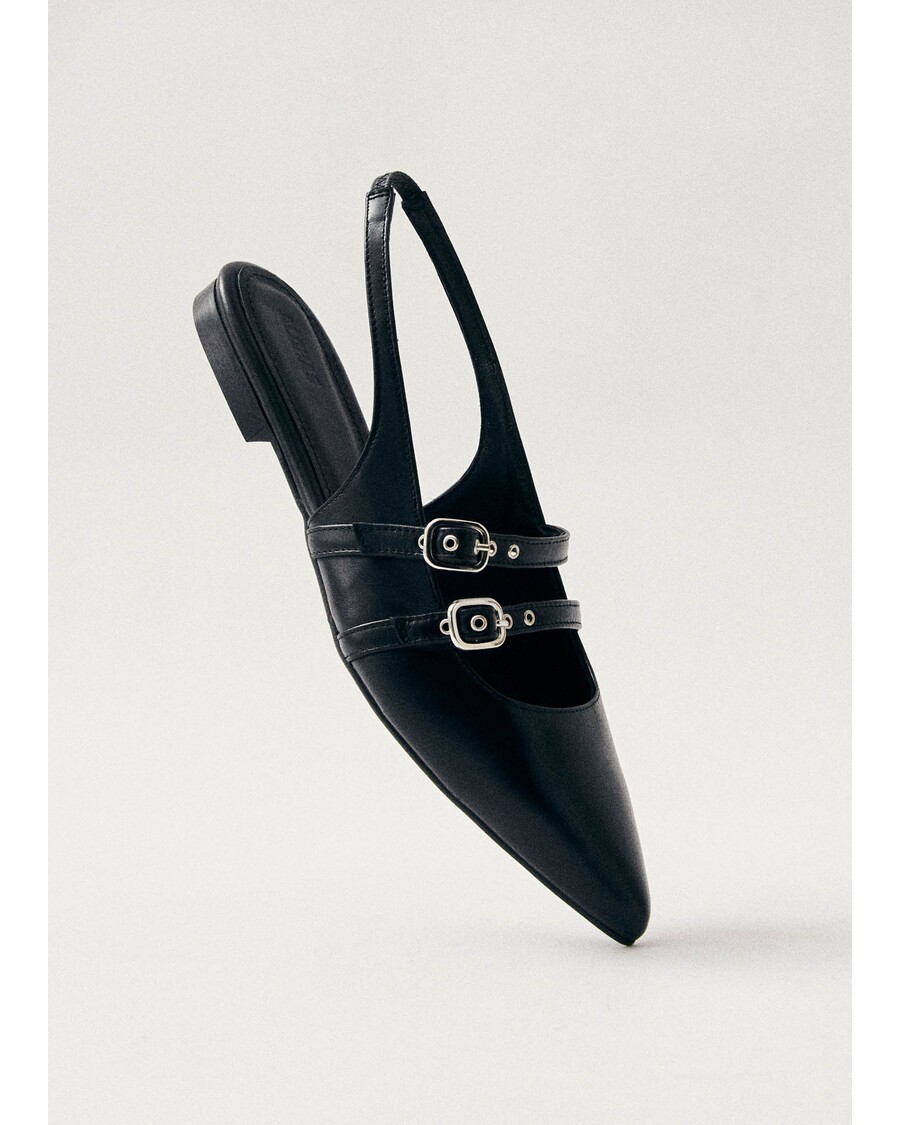 Alohas Wren Black Leather Ballet Flats