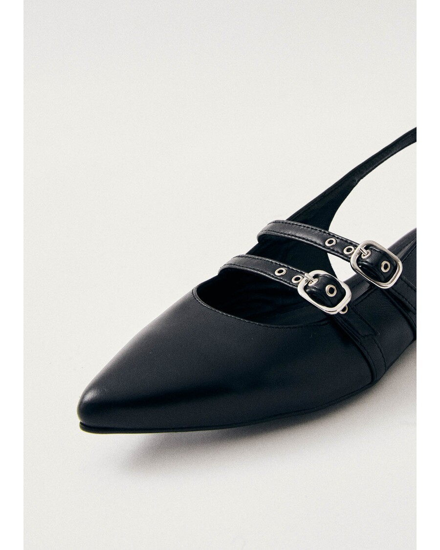 Alohas Wren Black Leather Ballet Flats