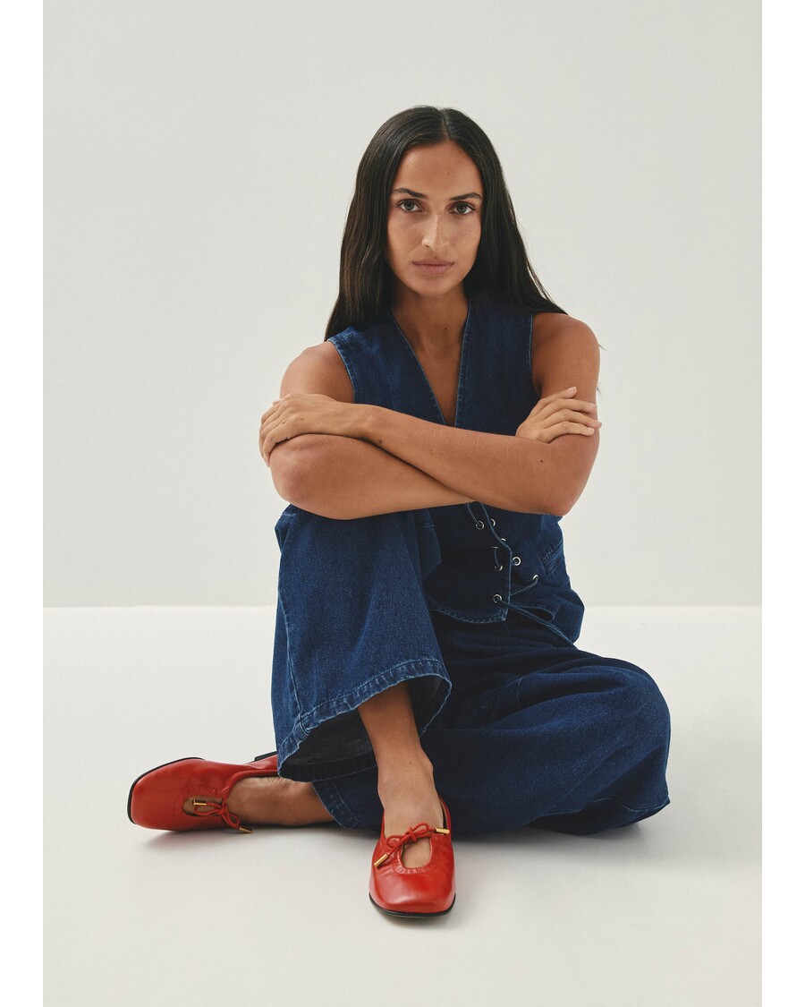 Alohas Rosalind Red Leather Ballet Flats