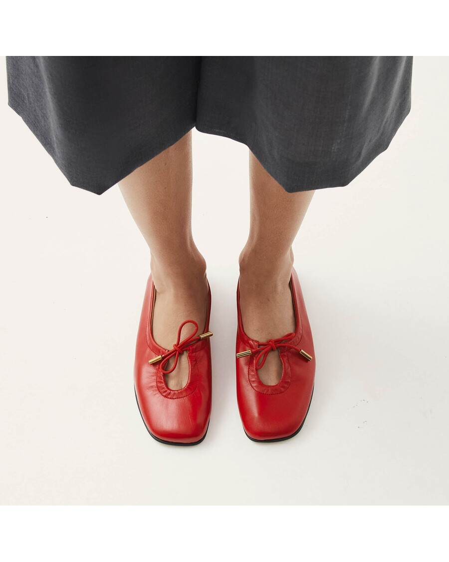 Alohas Rosalind Red Leather Ballet Flats