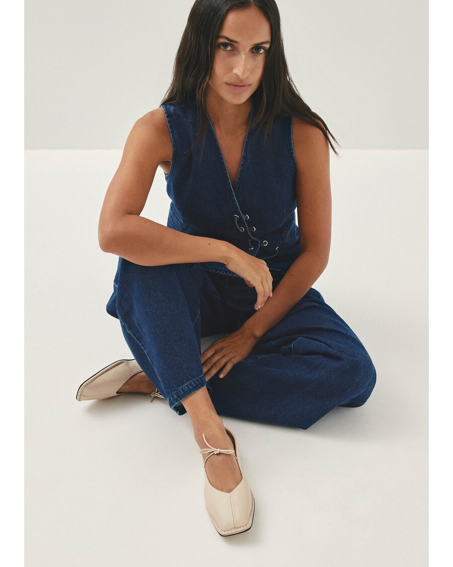 Alohas Sway Cream Leather Ballet Flats