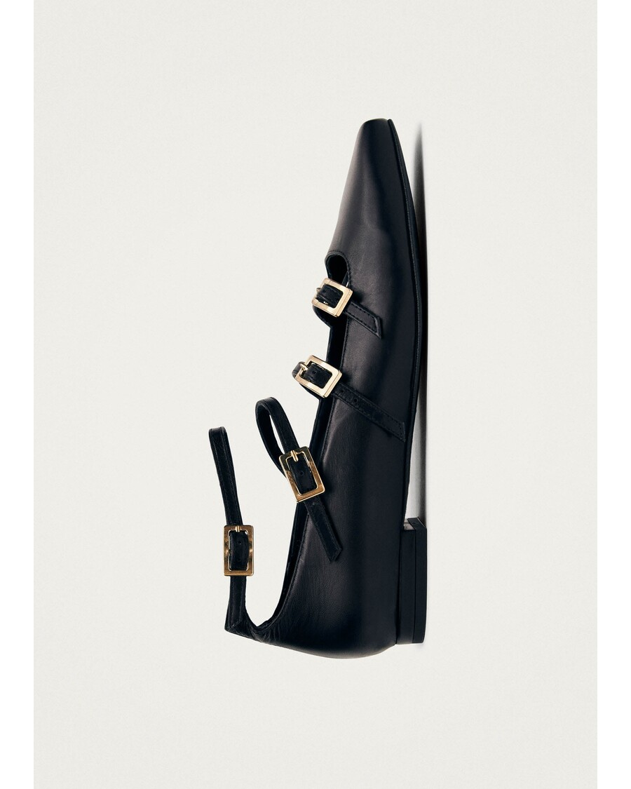 Alohas Luke Black Leather Ballet Flats