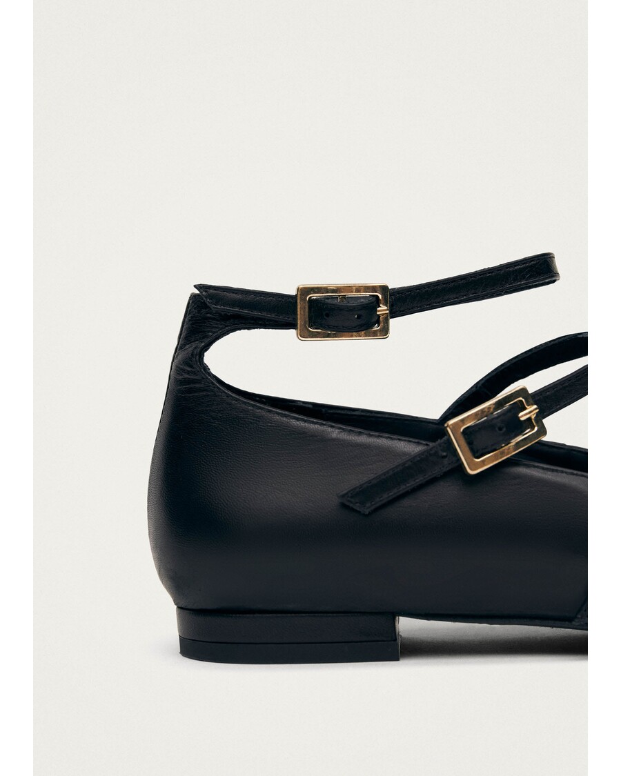 Alohas Luke Black Leather Ballet Flats