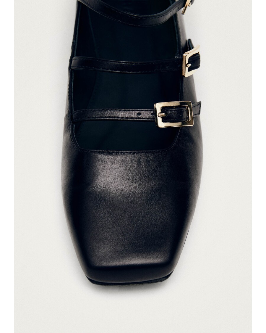 Alohas Luke Black Leather Ballet Flats