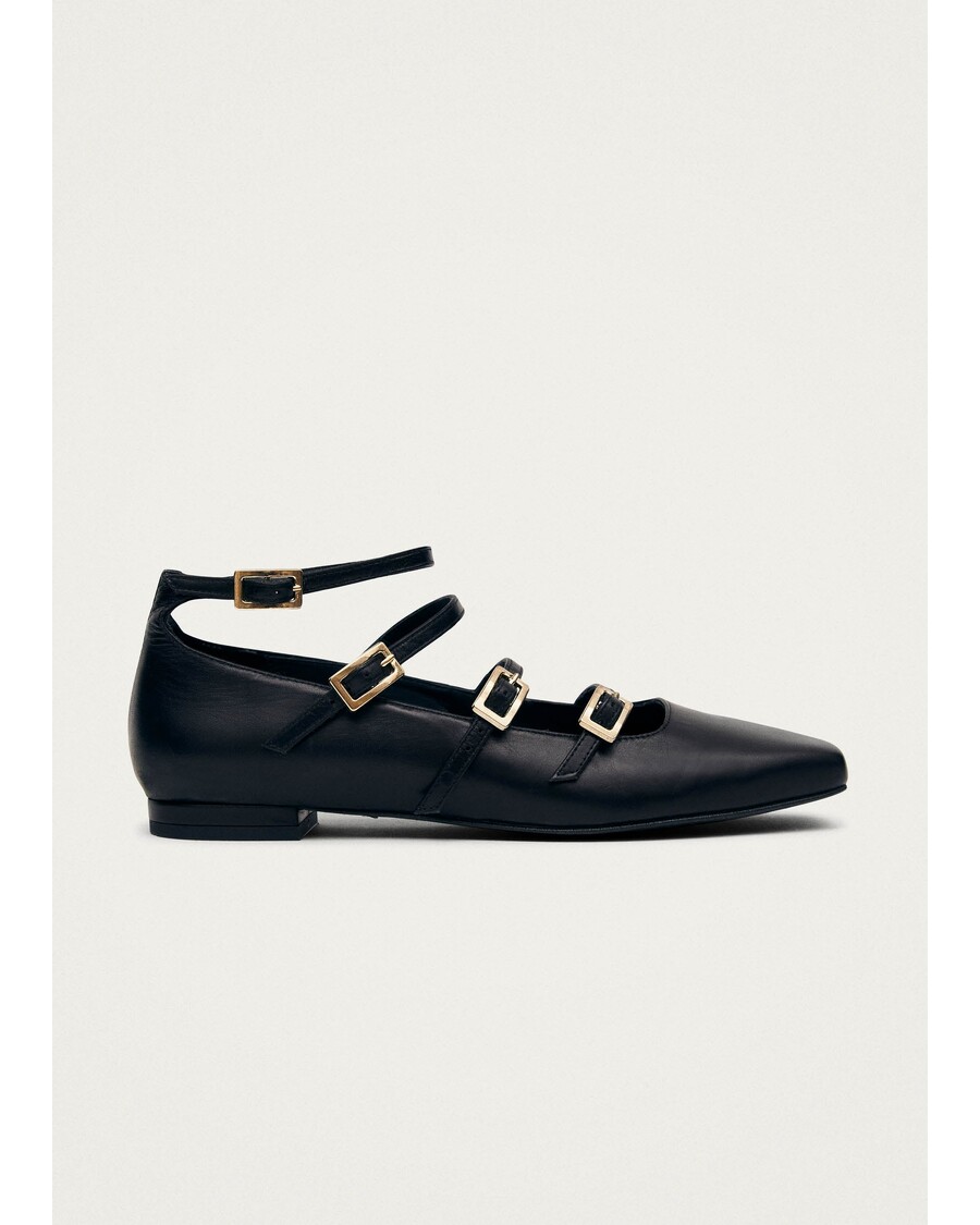 Alohas Luke Black Leather Ballet Flats
