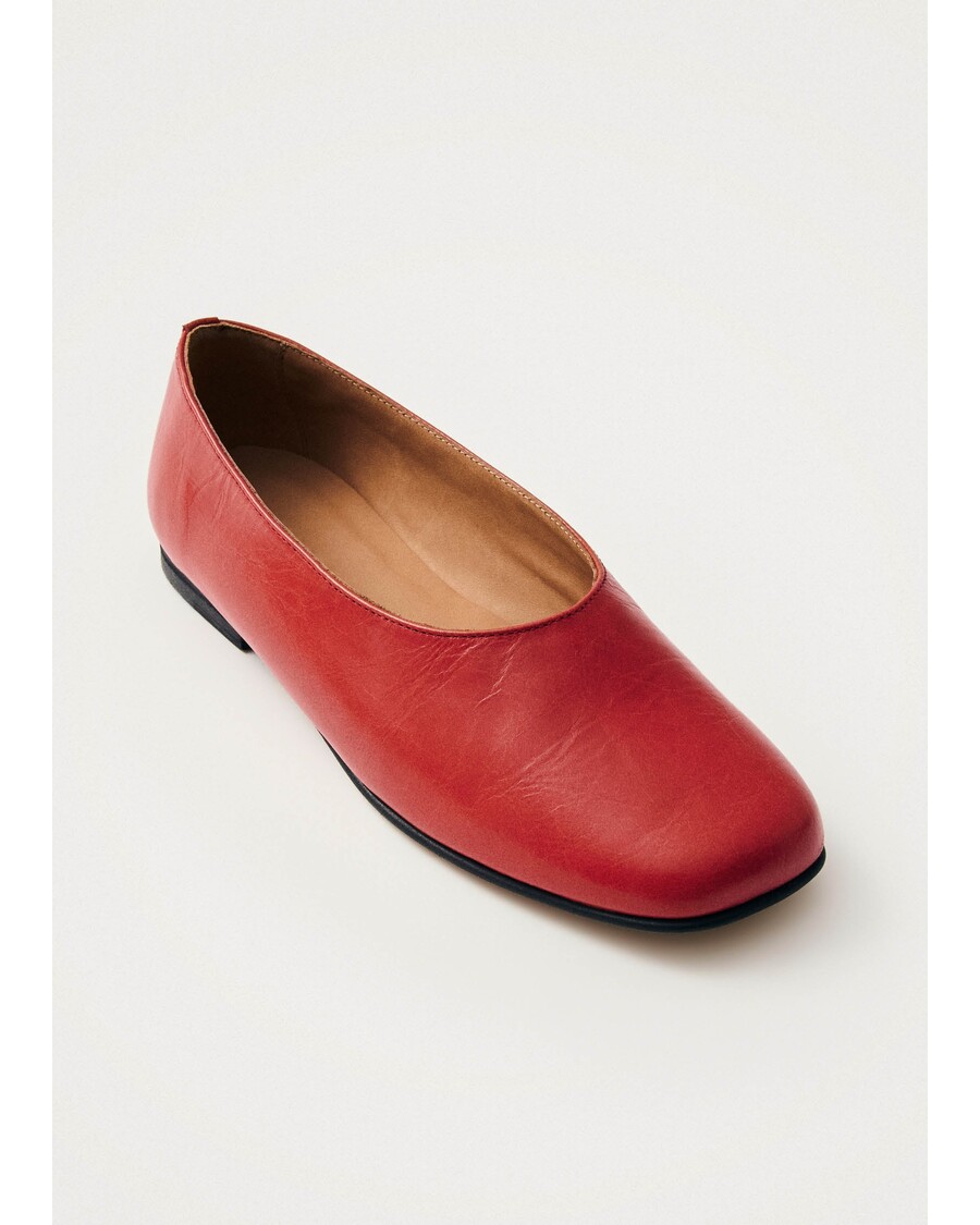 Alohas Edie Red Leather Ballet Flats