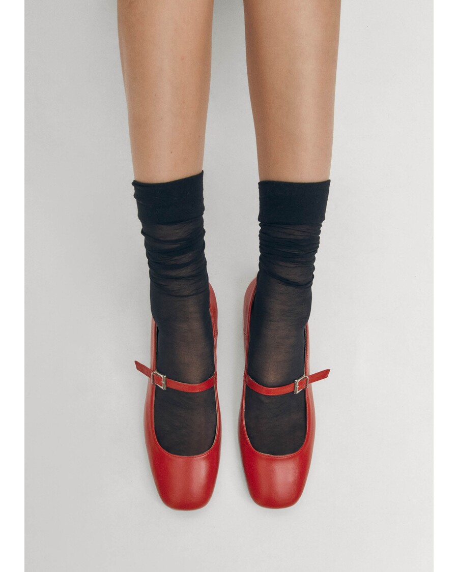 Alohas Por Do Sol Red Leather Ballet Flats