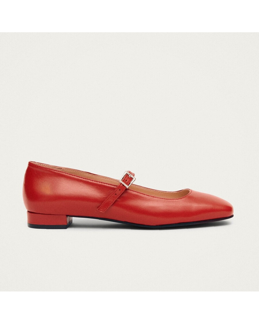Alohas Por Do Sol Red Leather Ballet Flats