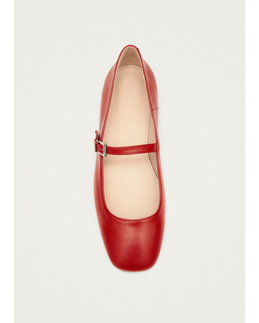 Alohas Por Do Sol Red Leather Ballet Flats