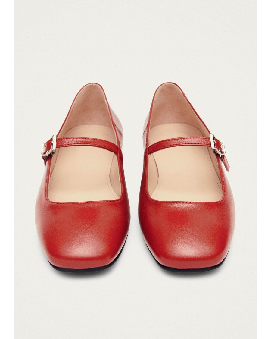 Alohas Por Do Sol Red Leather Ballet Flats