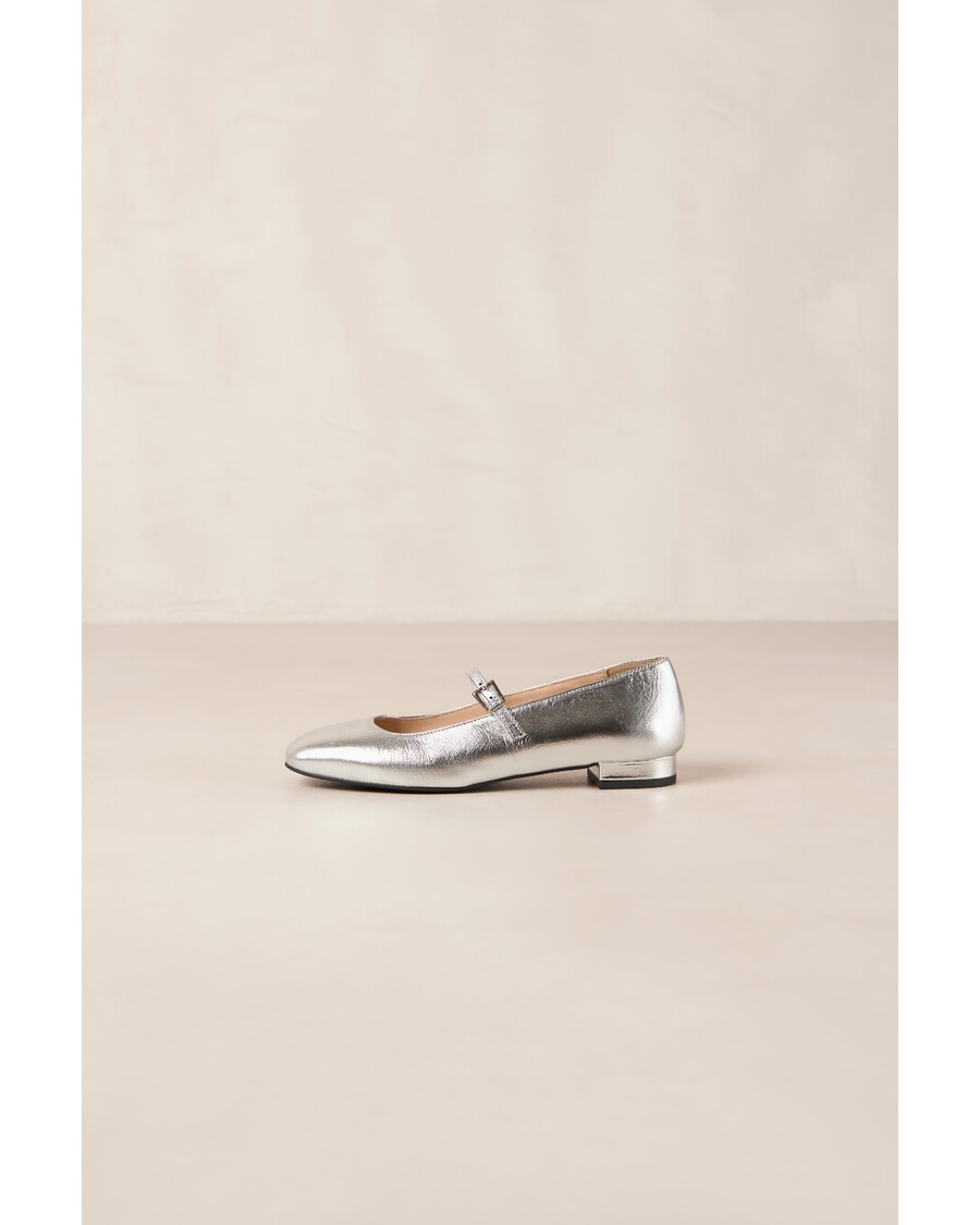 Alohas Por Do Sol Svetleče Srebrne Usnjene Balerinke