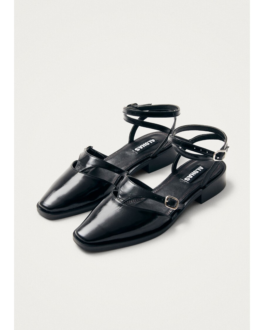 Alohas Aveline Black Leather Ballet Flats