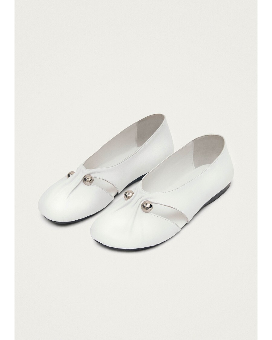 Alohas Ravena White Leather Ballet Flats