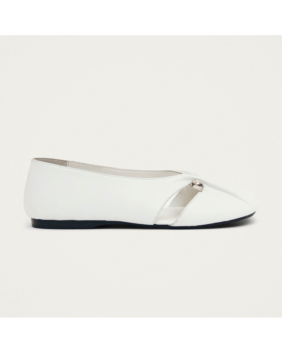 Alohas Ravena White Leather Ballet Flats