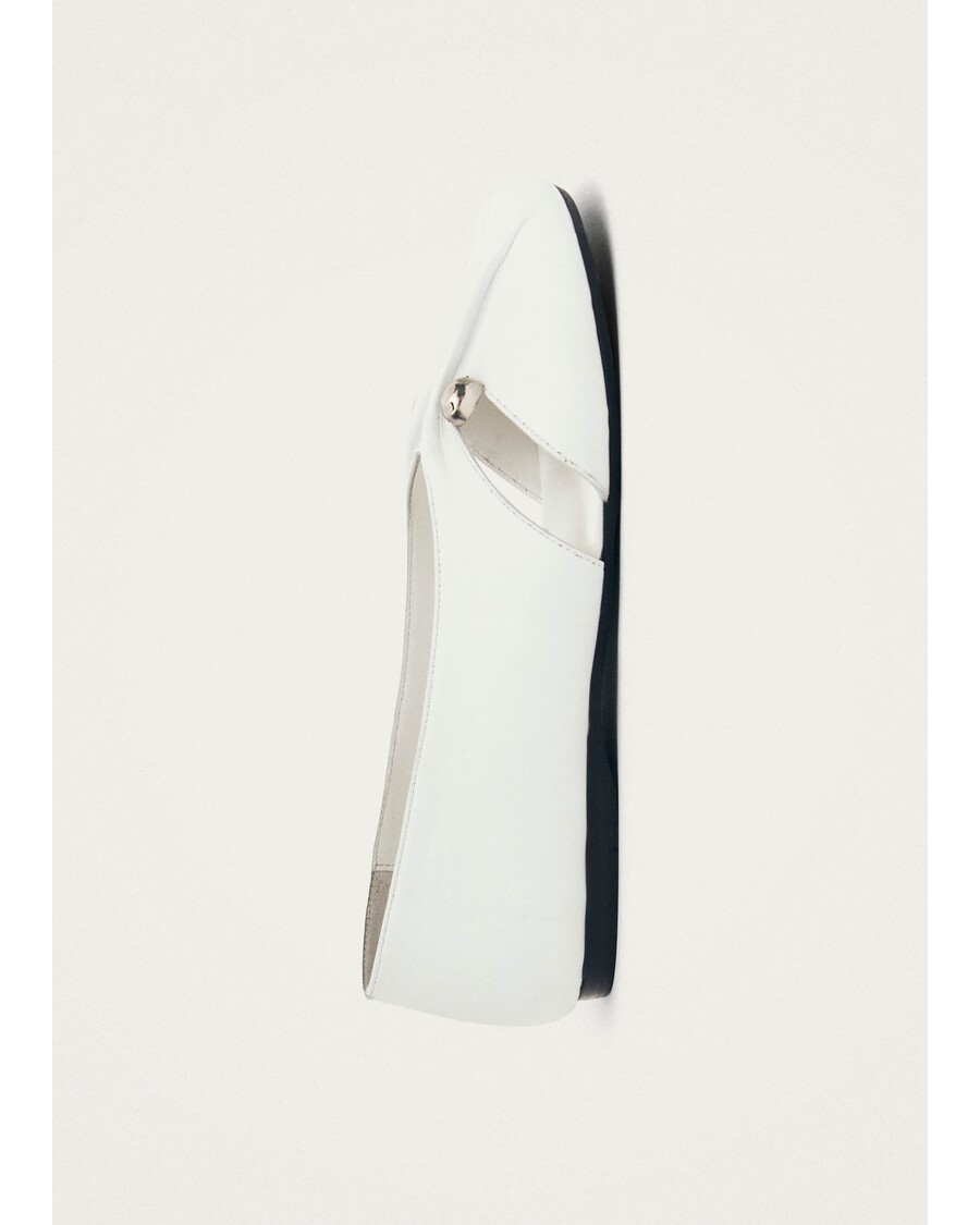Alohas Ravena White Leather Ballet Flats