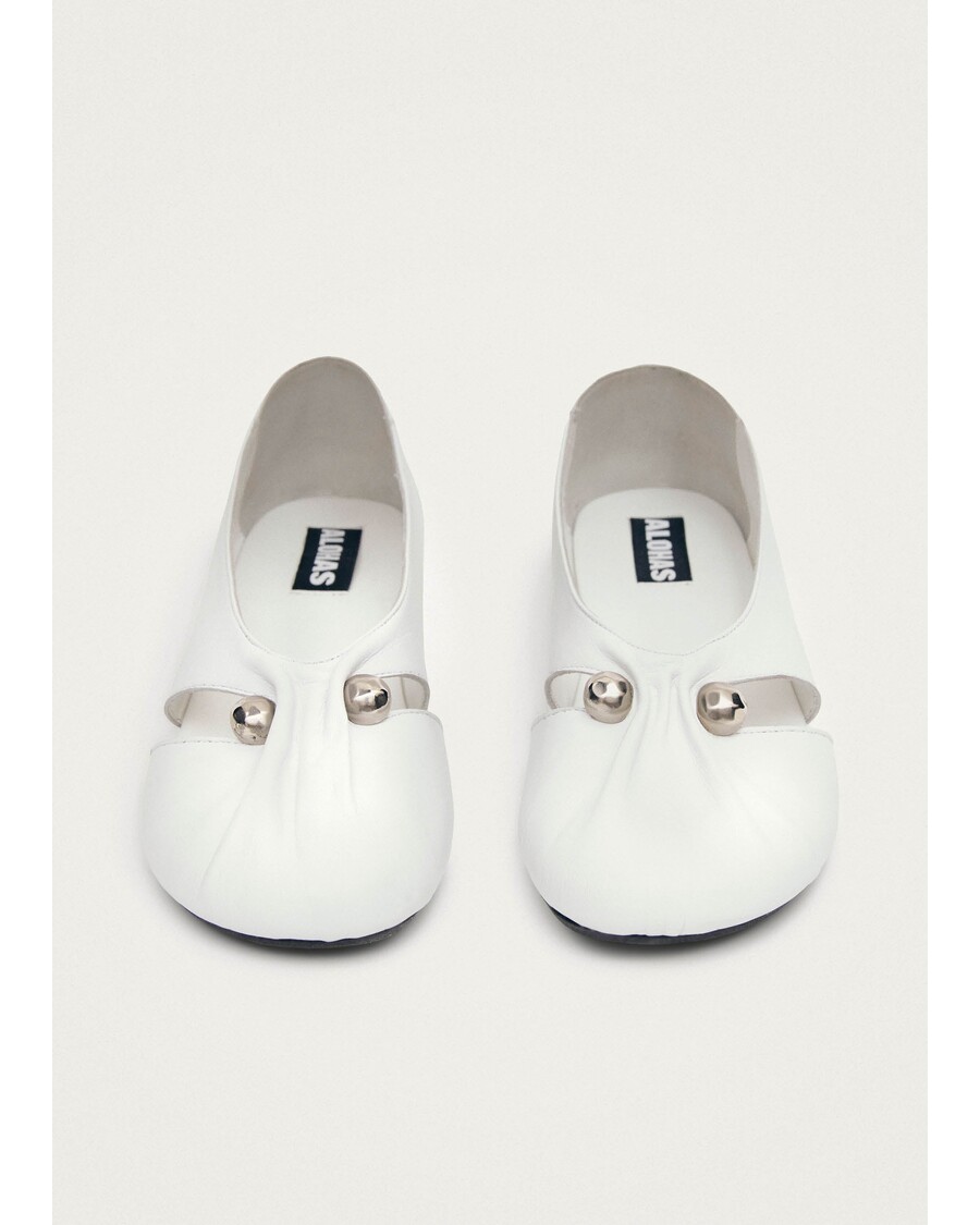 Alohas Ravena White Leather Ballet Flats