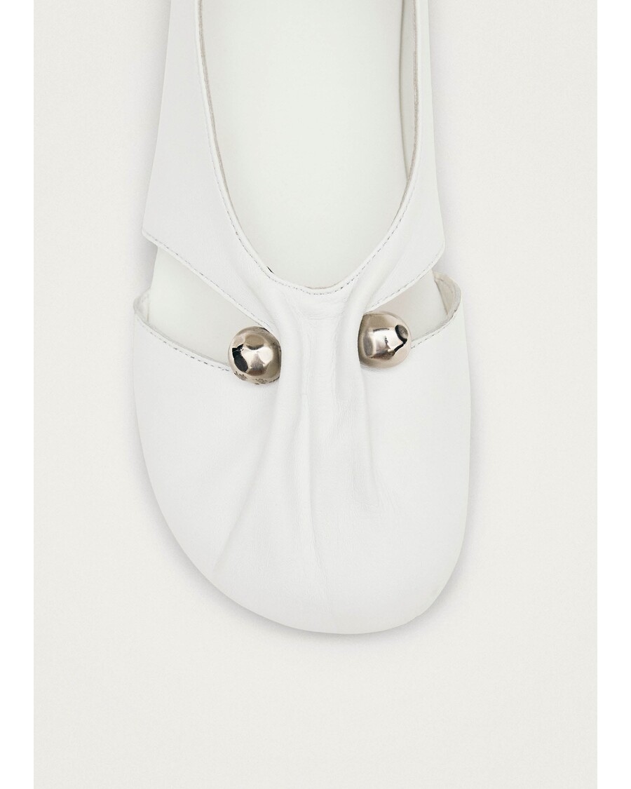 Alohas Ravena White Leather Ballet Flats