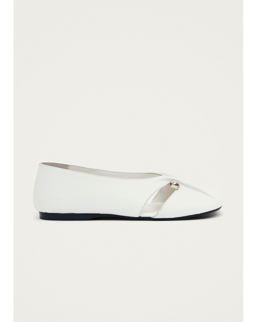 Alohas Ravena White Leather Ballet Flats