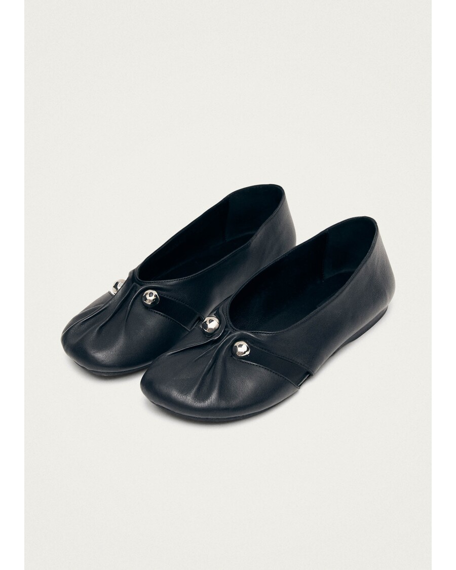 Alohas Ravena Black Leather Ballet Flats