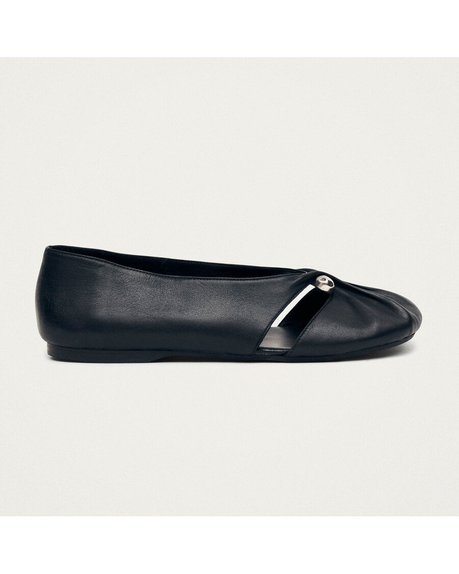 Alohas Ravena Black Leather Ballet Flats