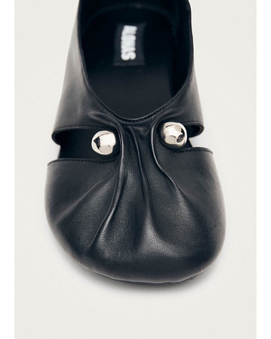 Alohas Ravena Black Leather Ballet Flats