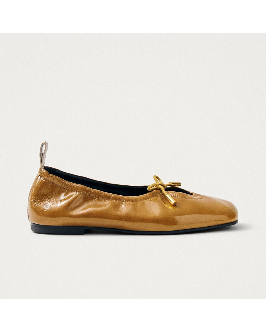 Alohas Rosalind Onix Caramel Leather Ballet Flats