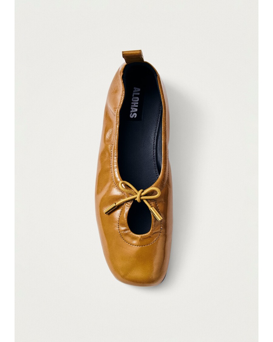 Alohas Rosalind Onix Caramel Leather Ballet Flats