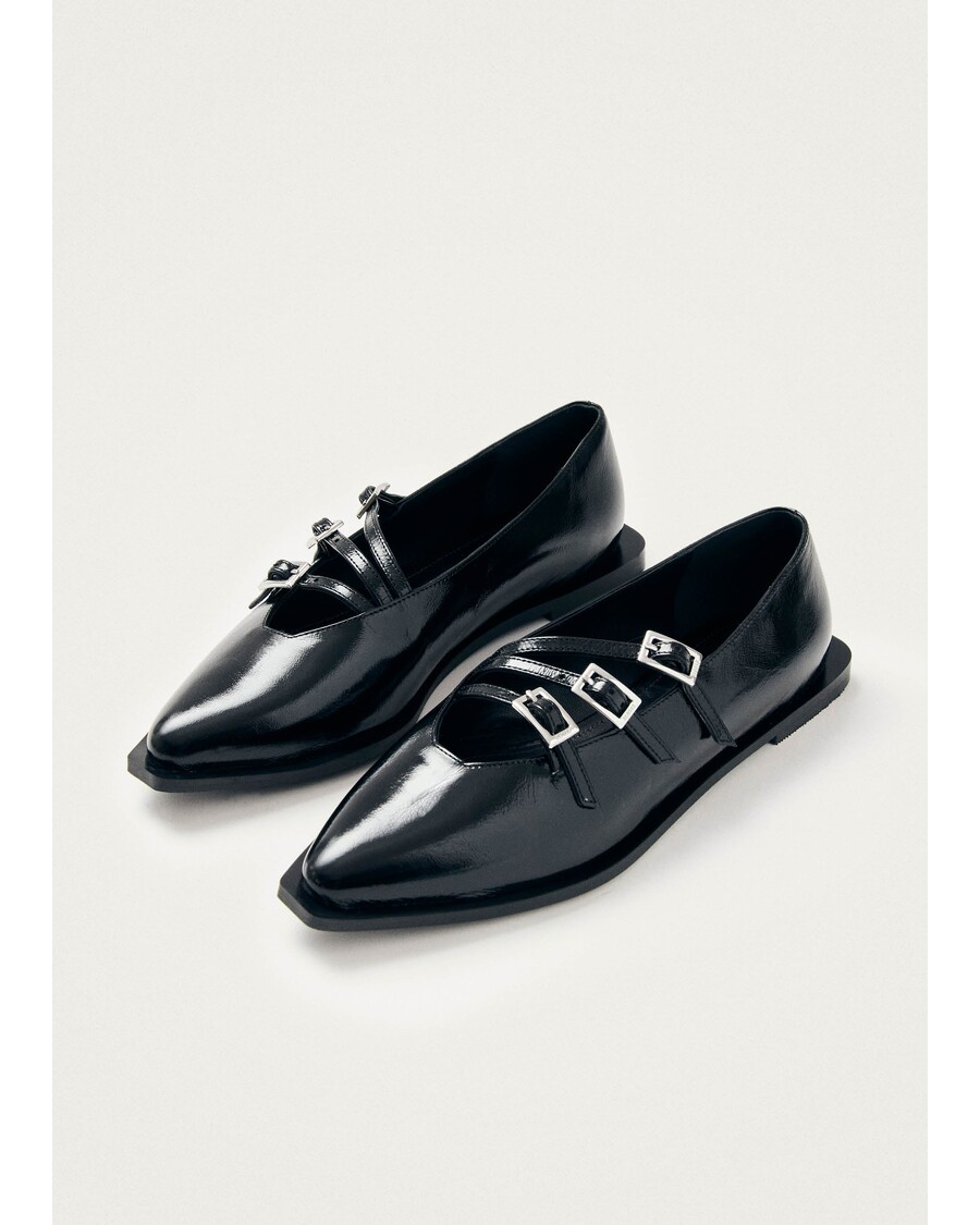 Alohas Jive Onix Black Leather Ballet Flats