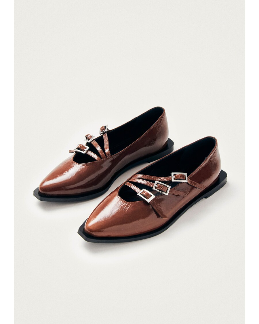 Alohas Jive Onix Brown Leather Ballet Flats