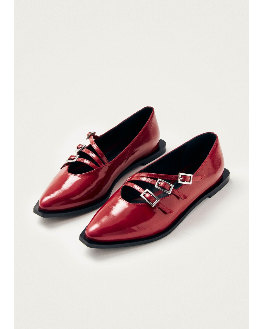 Alohas Jive Onix Red Leather Ballet Flats