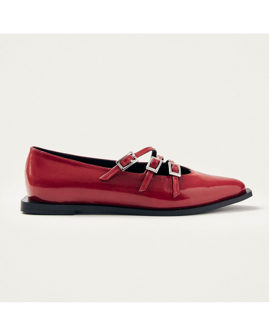 Alohas Jive Onix Red Leather Ballet Flats