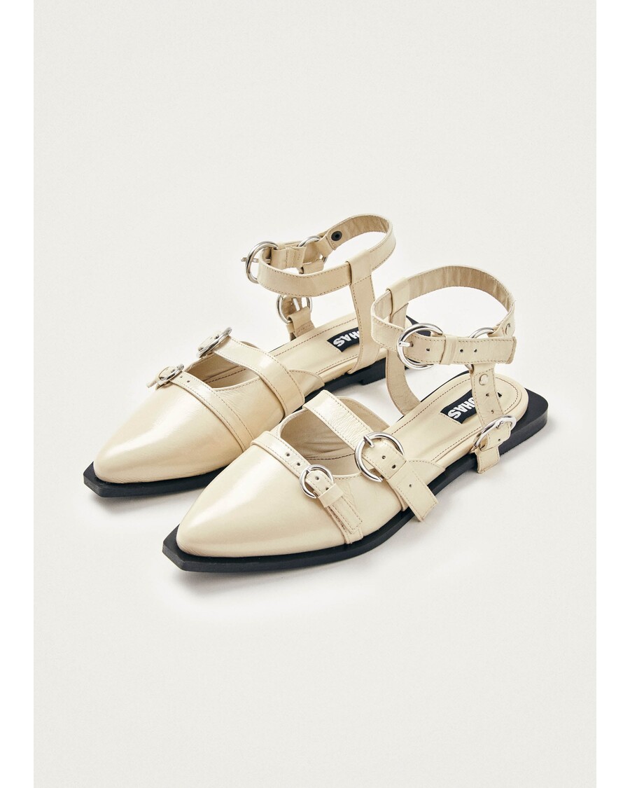 Alohas Thalara Onix Cream Leather Ballet Flats
