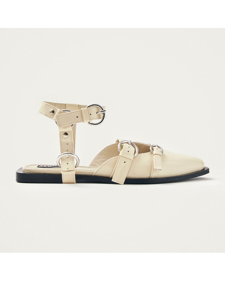 Alohas Thalara Onix Cream Leather Ballet Flats