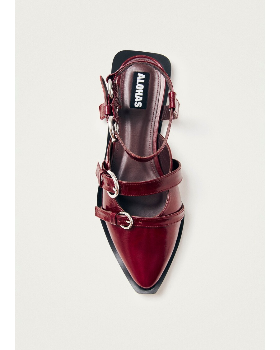 Alohas Thalara Onix Burgundy Leather Ballet Flats
