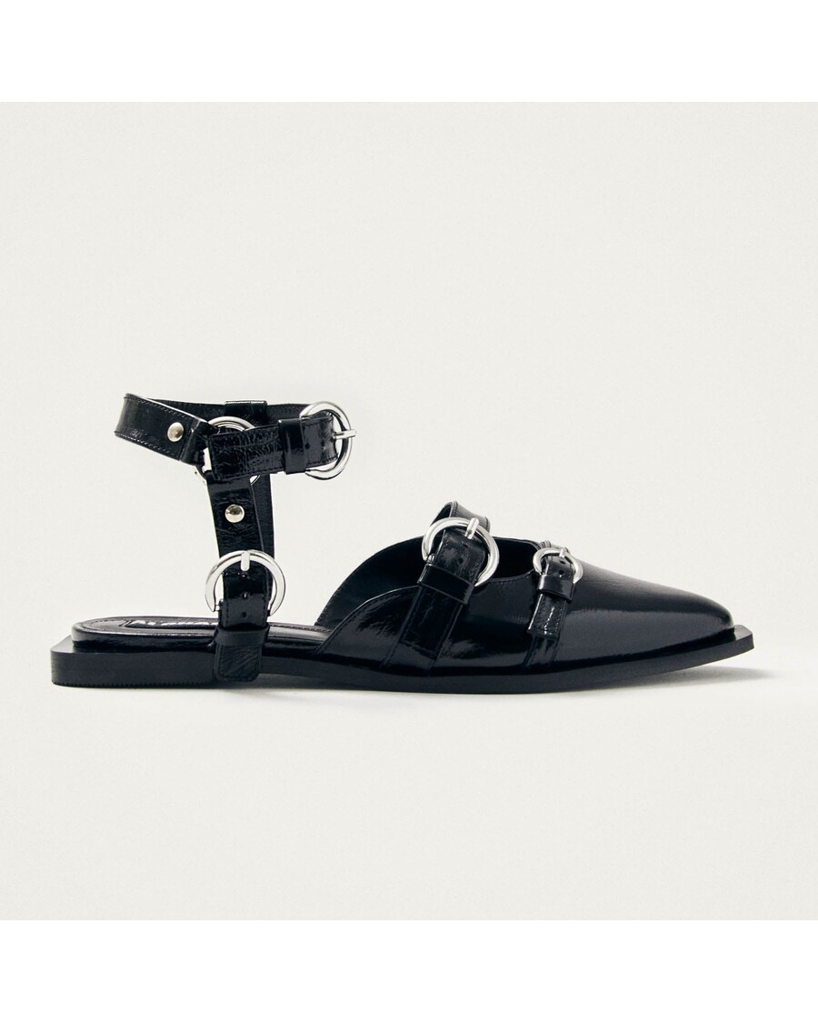 Alohas Thalara Onix Black Leather Ballet Flats