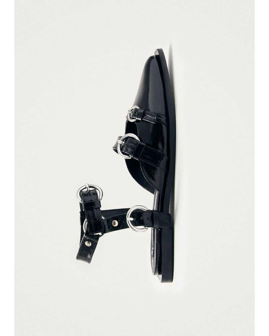 Alohas Thalara Onix Black Leather Ballet Flats