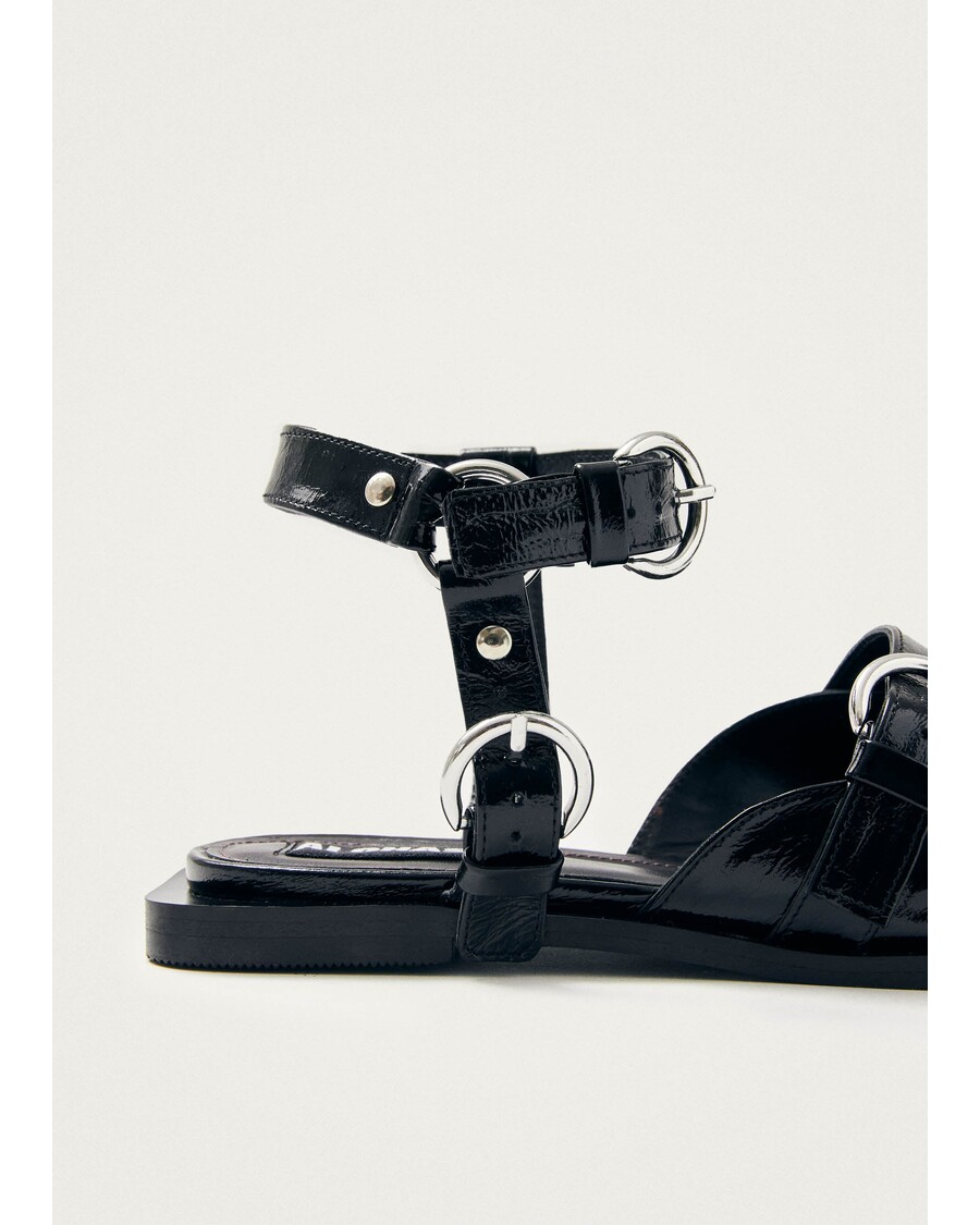 Alohas Thalara Onix Black Leather Ballet Flats