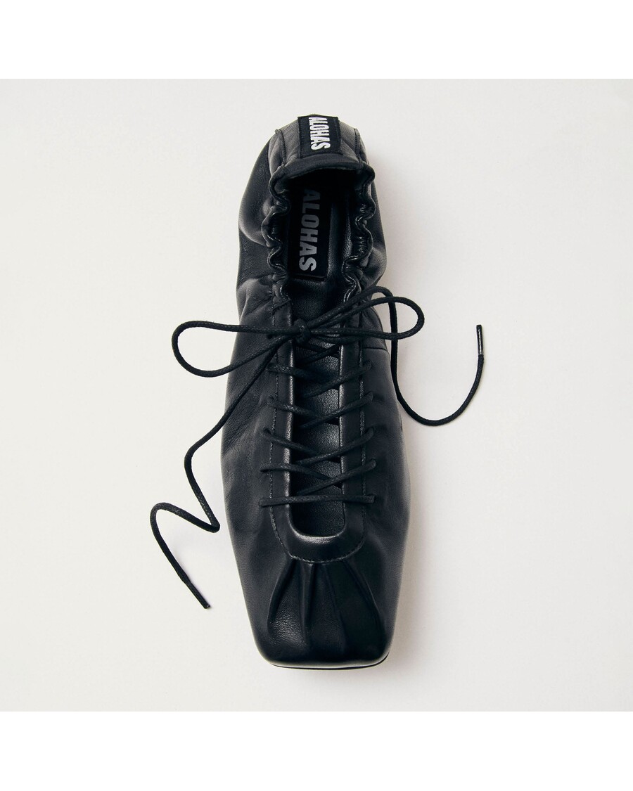 Alohas Aureline Black Leather Ballet Flats