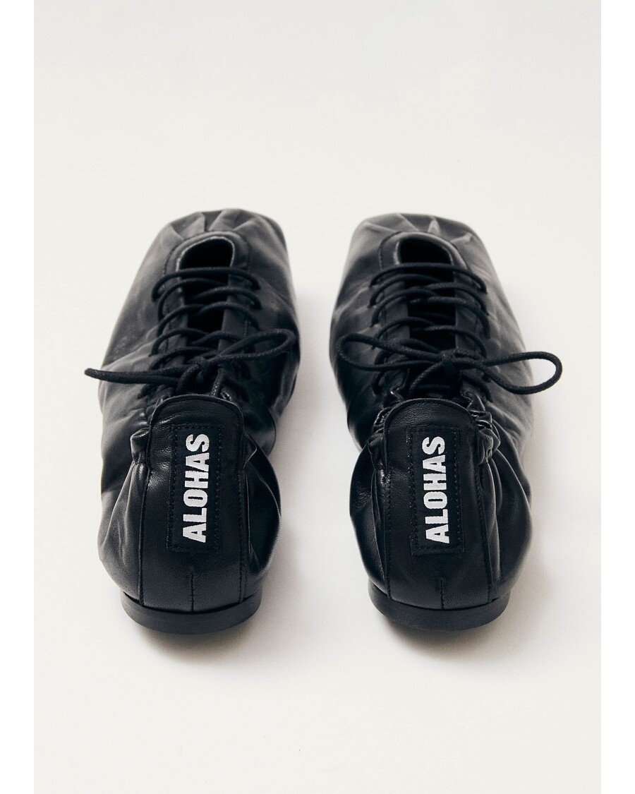 Alohas Aureline Black Leather Ballet Flats