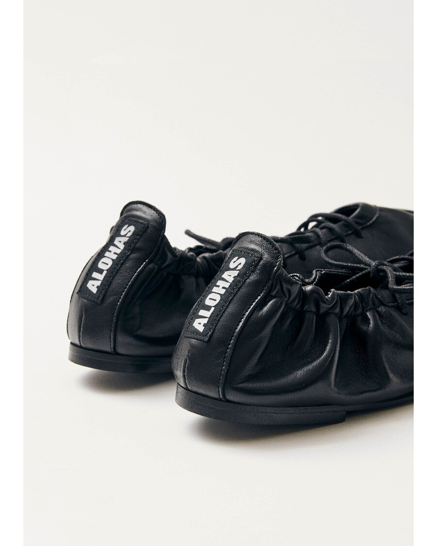 Alohas Aureline Black Leather Ballet Flats