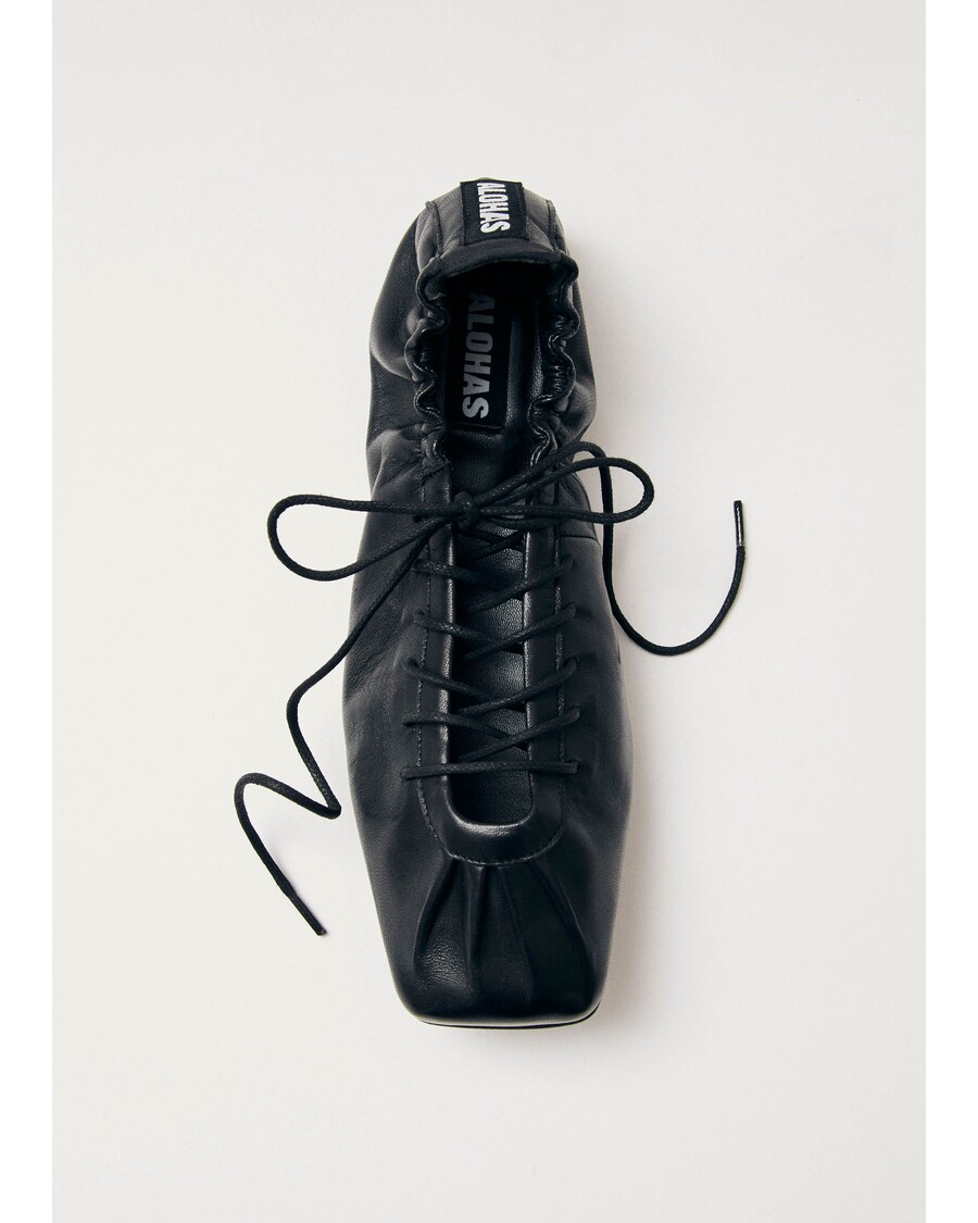 Alohas Aureline Black Leather Ballet Flats