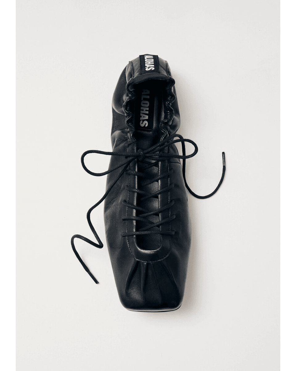 Alohas Aureline Crne Kožne Baletanke