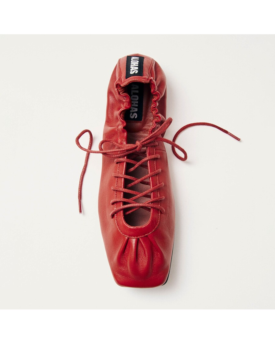 Alohas Aureline Red Leather Ballet Flats