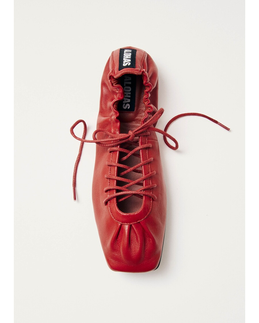 Alohas Aureline Red Leather Ballet Flats